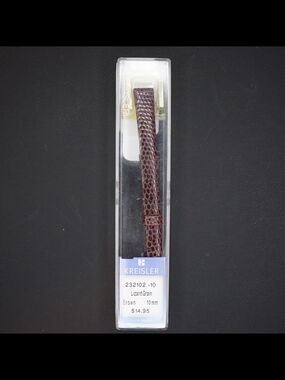 Kreisler 10mm Brown Lizard Grain Leather Watch Band NOS Strap Gold Tone Buckle